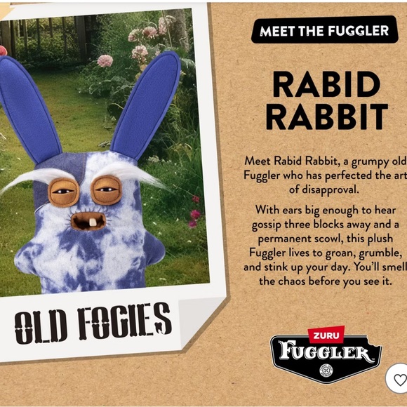 NWT Zuru Fuggler 9" Old Fogies Rabid Rabbit - Picture 5 of 6
